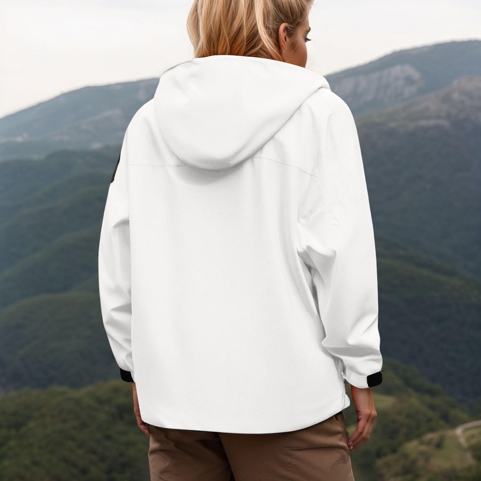 Chaqueta ligera cortavientos para senderismo al aire libre, para otoño, informal, con capucha, impermeable de viaje cómodo, mujer, outdoor