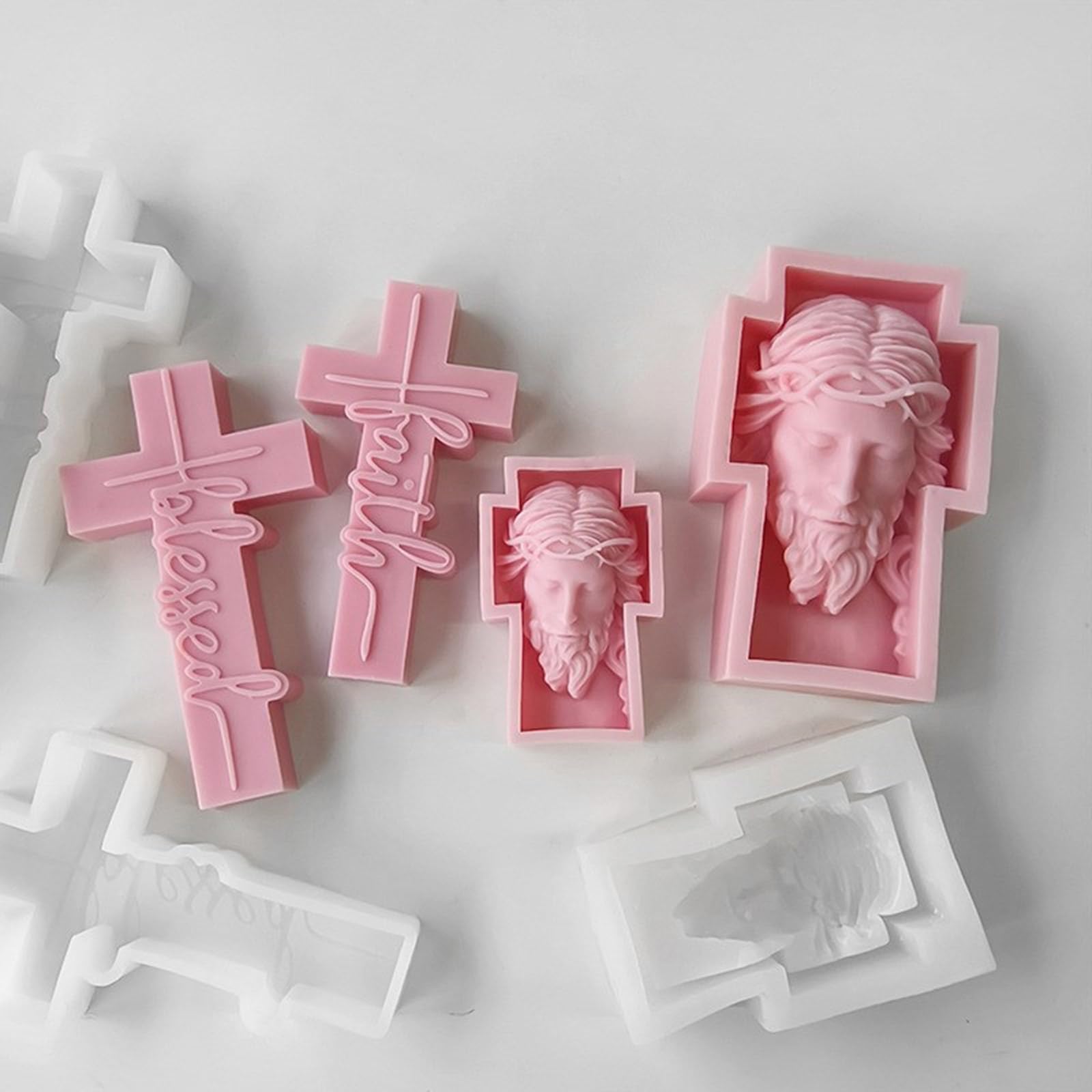 3D Cruces Estatua Molde de Silicona Único Busto Escultura Vela Moldes Resina Gitana Forma Mano Regalo Hecho A Mano Para Artesanía