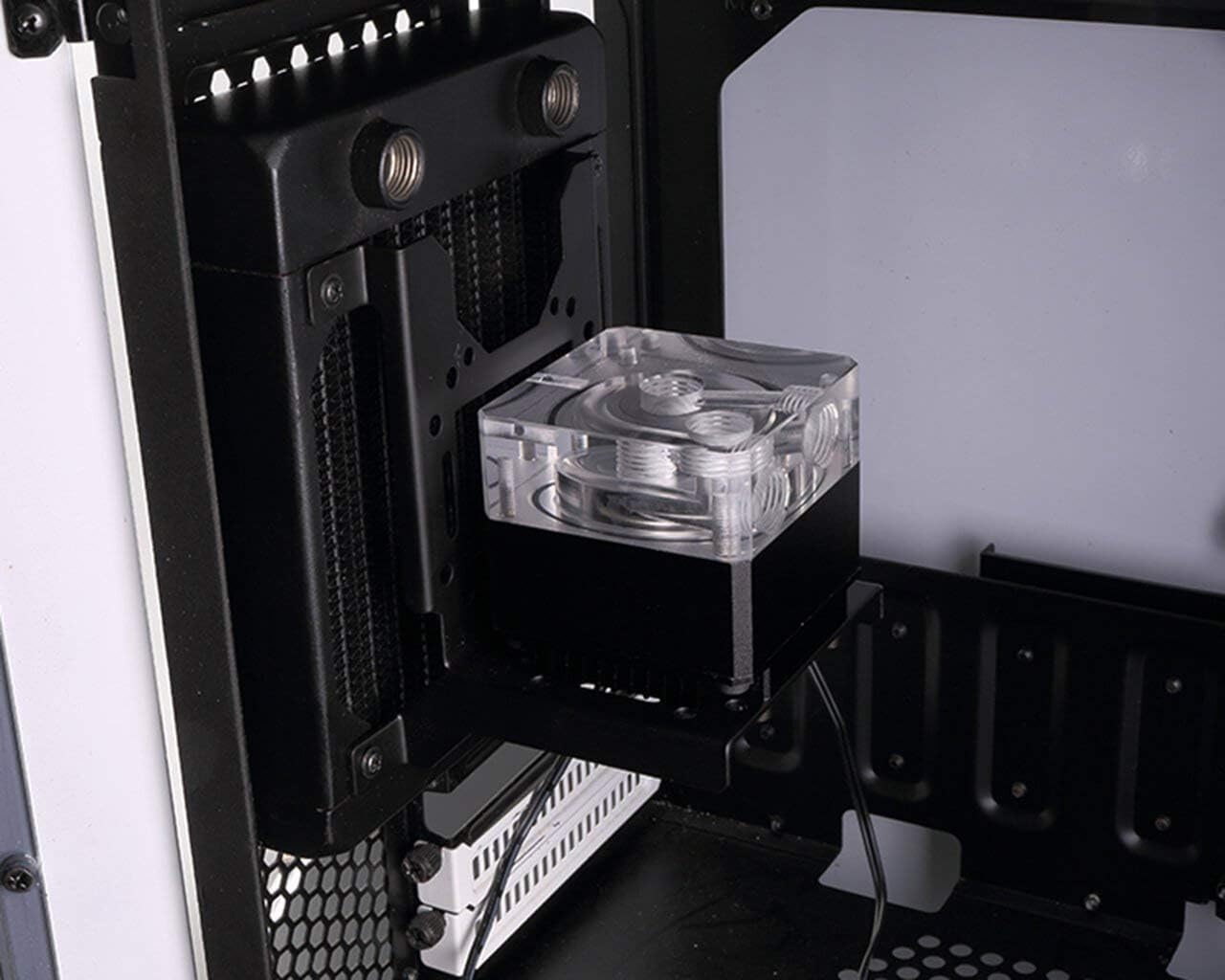 Bykski 120mm Multi Function 90 Degree Shelf Style Water Cooling Bracket - Black (B-PMFS)