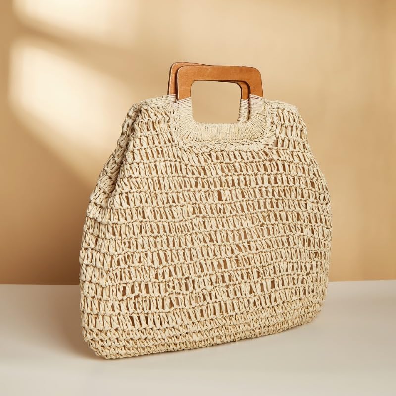 2025 Large Straw Beach Vacation Handbags for Women Boho Handmade Woven Clutch Tote Bag Summer Trendy Raffia Purse3