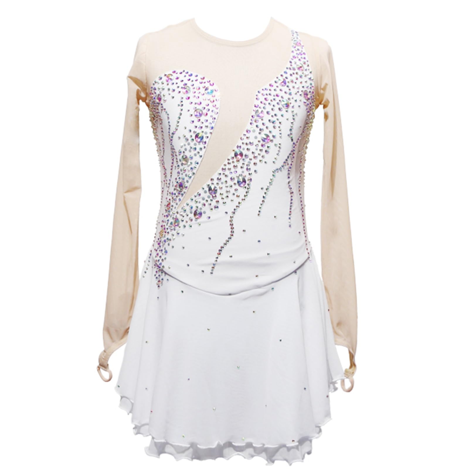 Abito Da Pattinaggio Artistico A Maniche Lunghe Traspirante, Abbigliamento Da Allenamento For Ragazze E Donne, Costumi Fatti A Mano