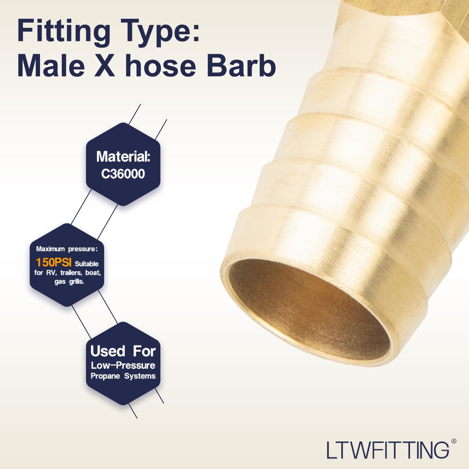 Snapklik.co : LTWFITTING Brass Barb Hose Splicer Ender 1/2-Inch Fitting For Vehicle Fuel - View #10