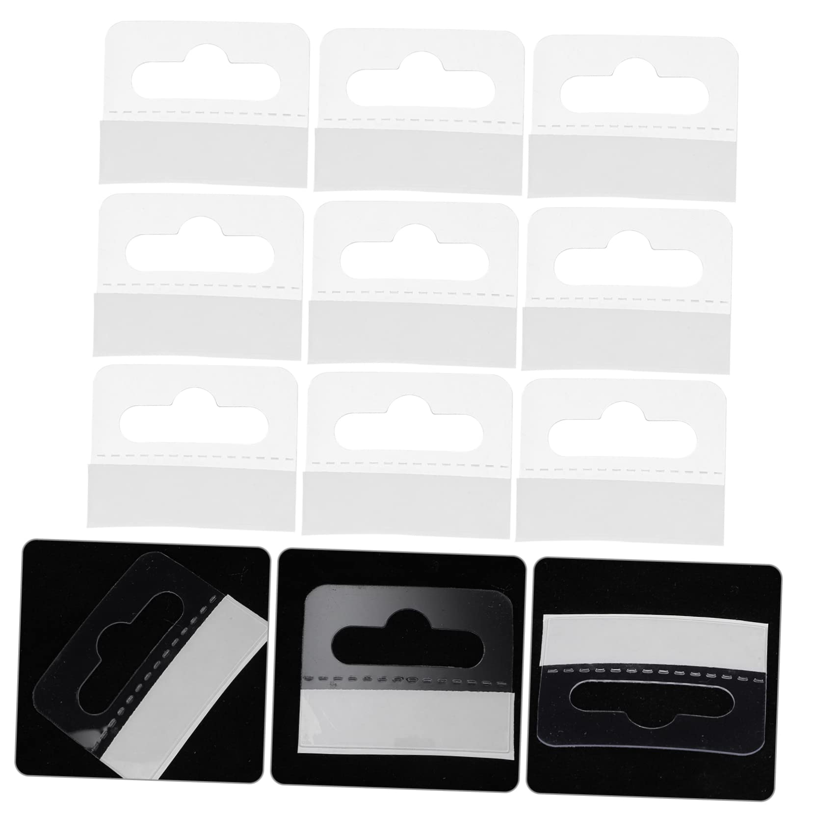 OUNONA 200pcs Sticky PVC Hooks for Wall Hanging Display Adhesive Hanging Tabs for Retail Store