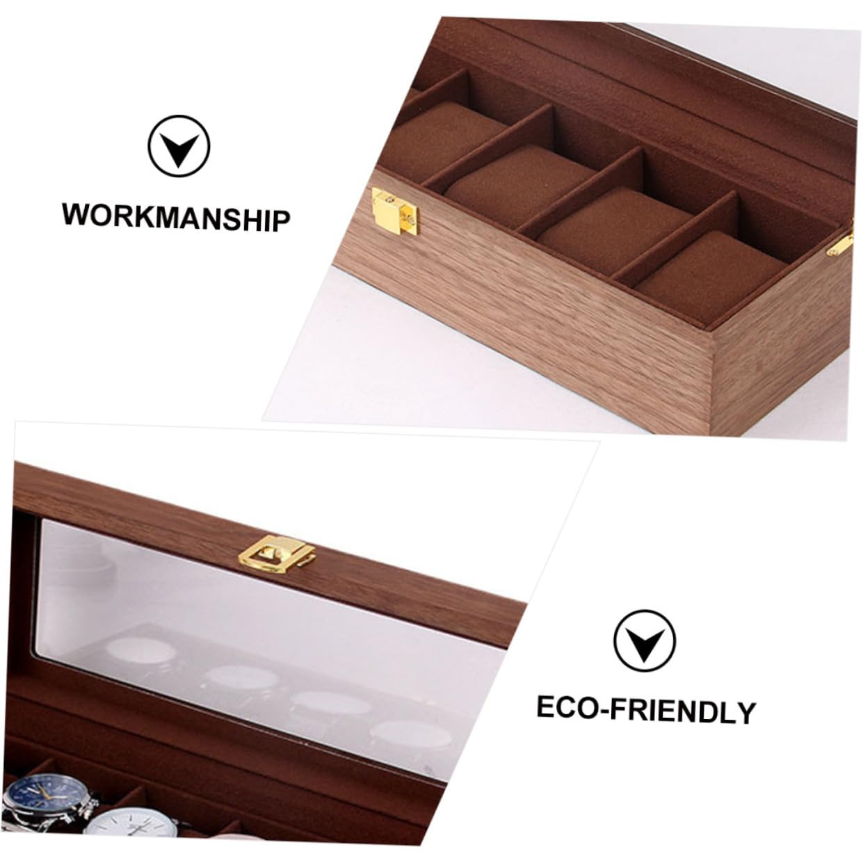 Holibanna 1kawałek Elegancki Drewniany Pudełko Zegarki z Przegródkami Retro Design Odporne Zarysowania Do Przechowywania i Wyeksponowania Zegarków z Zamkiem Dla Dodatkowego