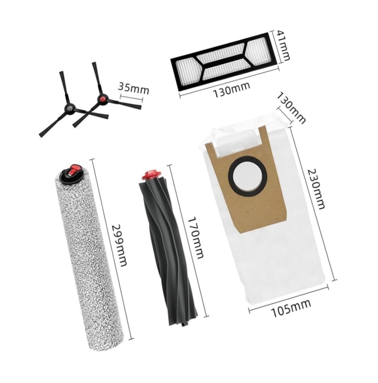 For Eufy for Omni S1 Pro S1 Kit di sostituzione accessori: spazzola principale, spazzole laterali, spazzoloni rotanti, filtri e sacchetti for la polvere for una pulizia efficiente(B)