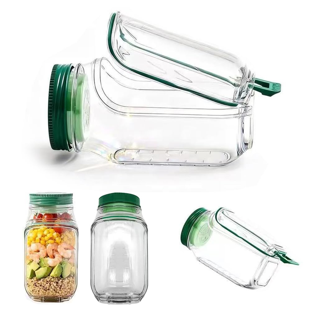 MIFKLMV Salad Pod Leakproof Salad Jar with Side Opening Container for Lunch Reusable Salad Bowl Portable Lunch Box for School Office Picnic Travel