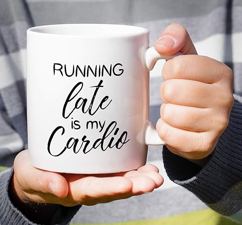 Miniatura 4 de Retreez Taza divertida – Running Late is My Cardio - Tazas de café de cerámica de 11 onzas – Divertido, sarcasmo, sarcástico, motivacional, regalos