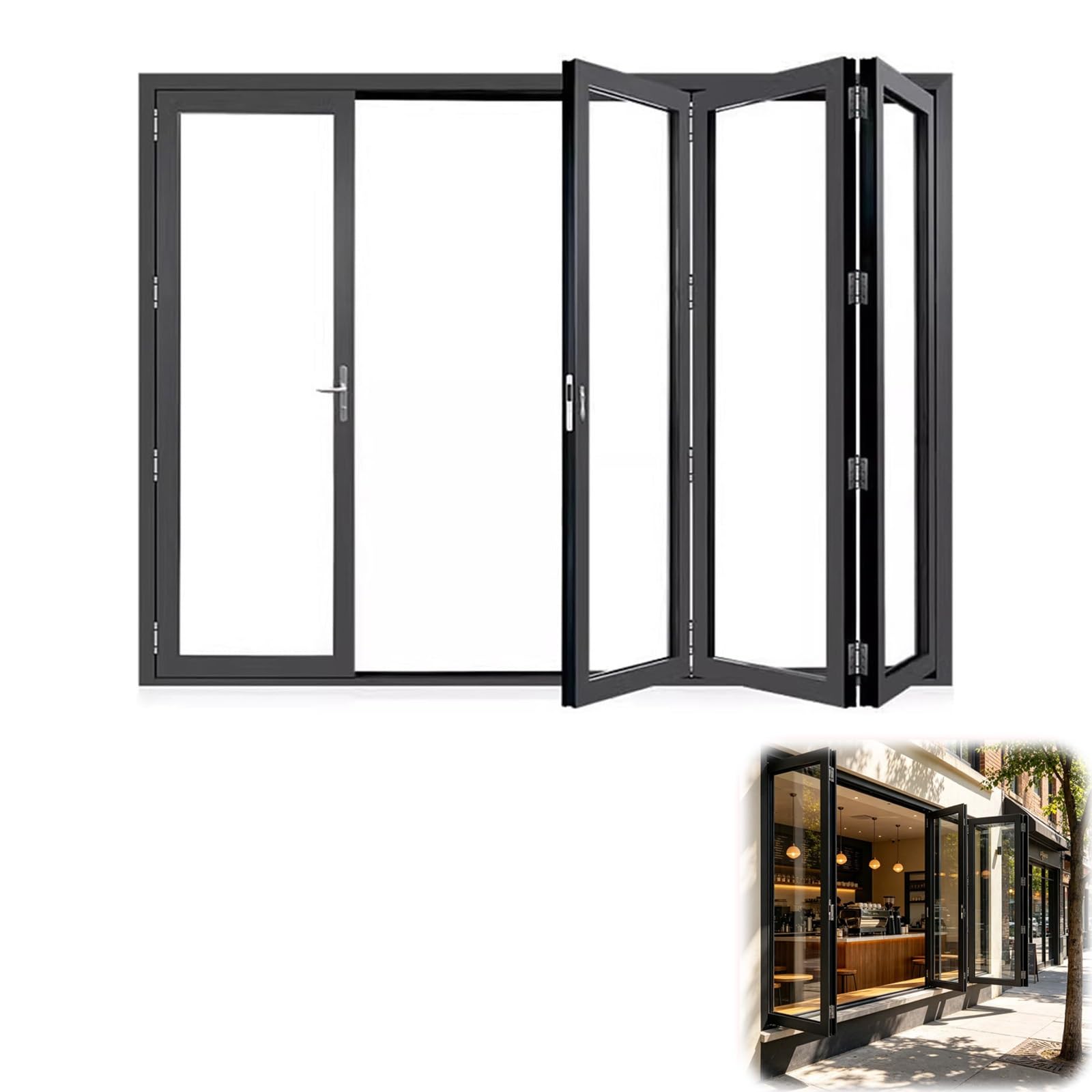 Puerta divisoria interior retráctil de doble hoja; ventanas correderas comerciales con cristal templado de recambio; ventana de ventilación para restaurantes de comida rápida y cafeterías