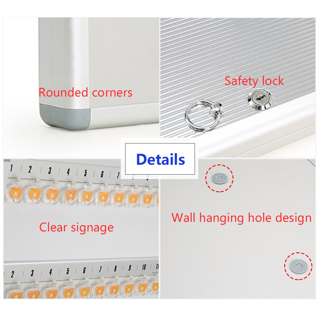 Boite A Clef Exterieur Verrouillable,Armoire A Cles Murale Argent Crochet Et Étiquette avec 2 Clés Boîte À Clés Alliage,pour Immobilier Garage Sécurisée Argent,12 Bits