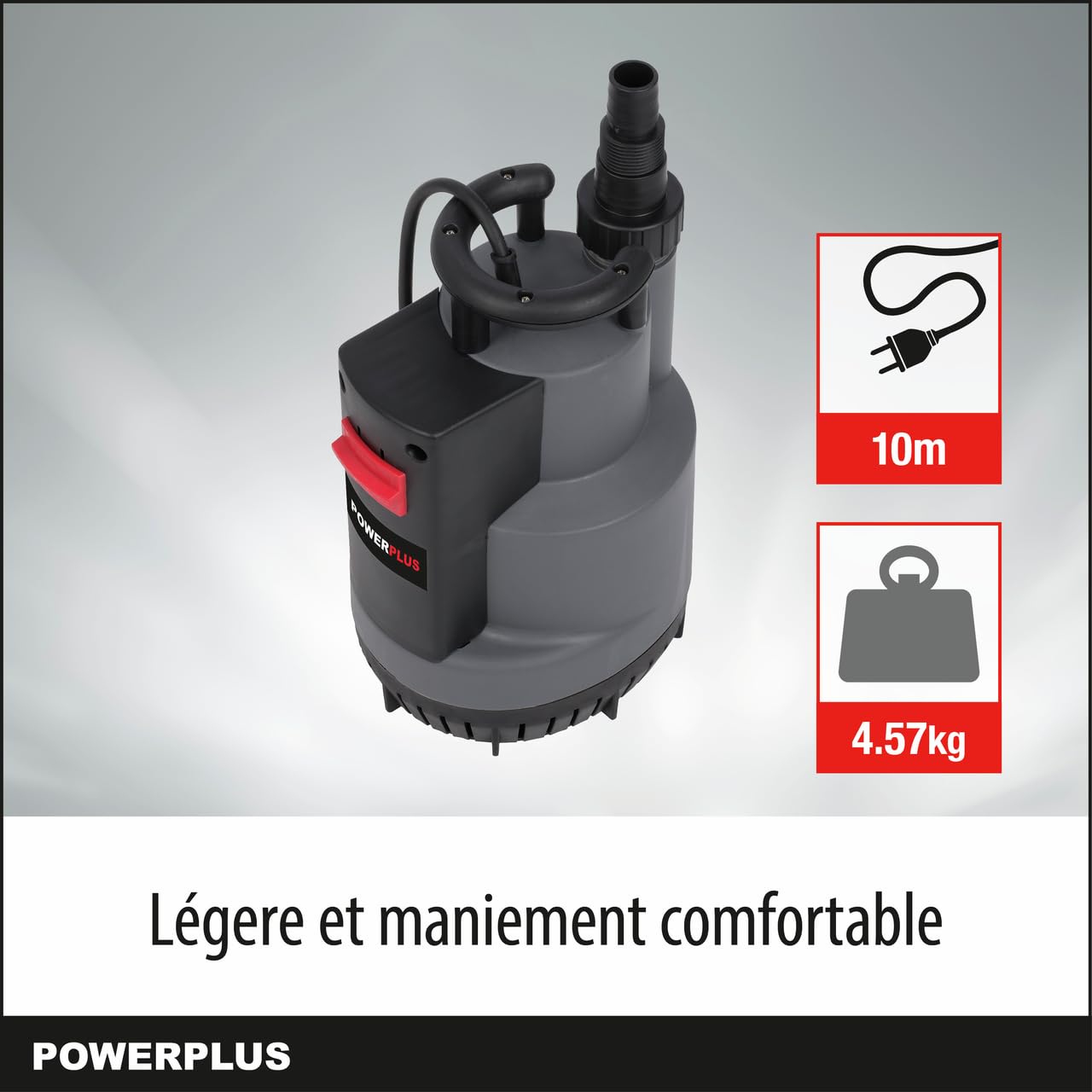 Powerplus Pompe à Eau Électrique POWEW67920 - Submersible 750 W, Température Maximale de 35°C Débit 12.500 l/h, Outillage de Jardin
