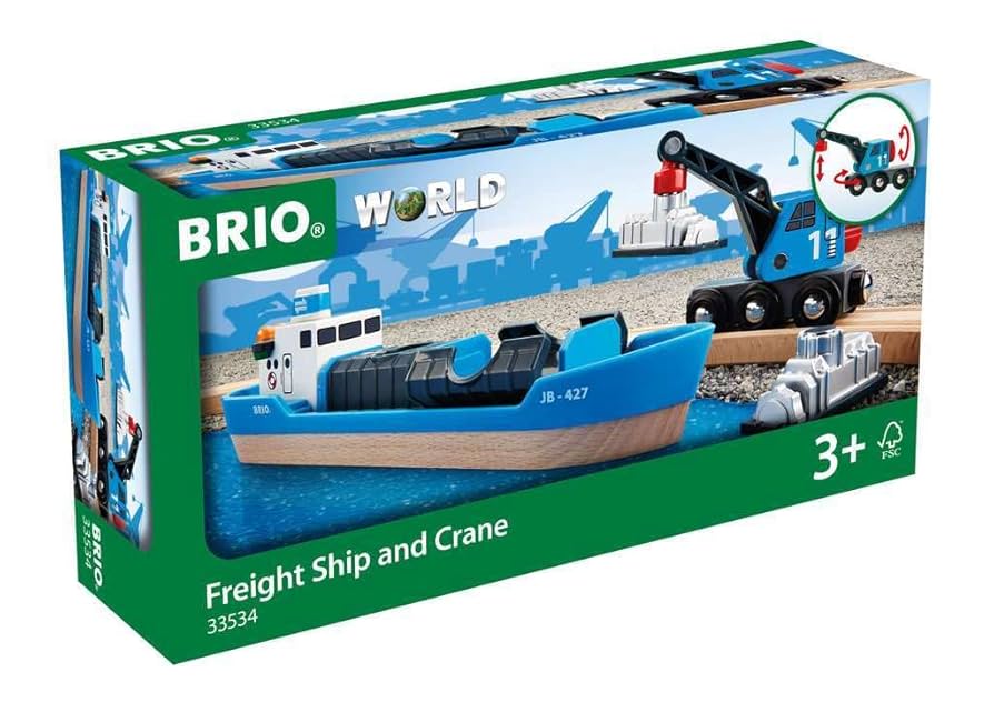 Brio World Harbour Freight Ship And Crane For Kids Aged 3 And Up