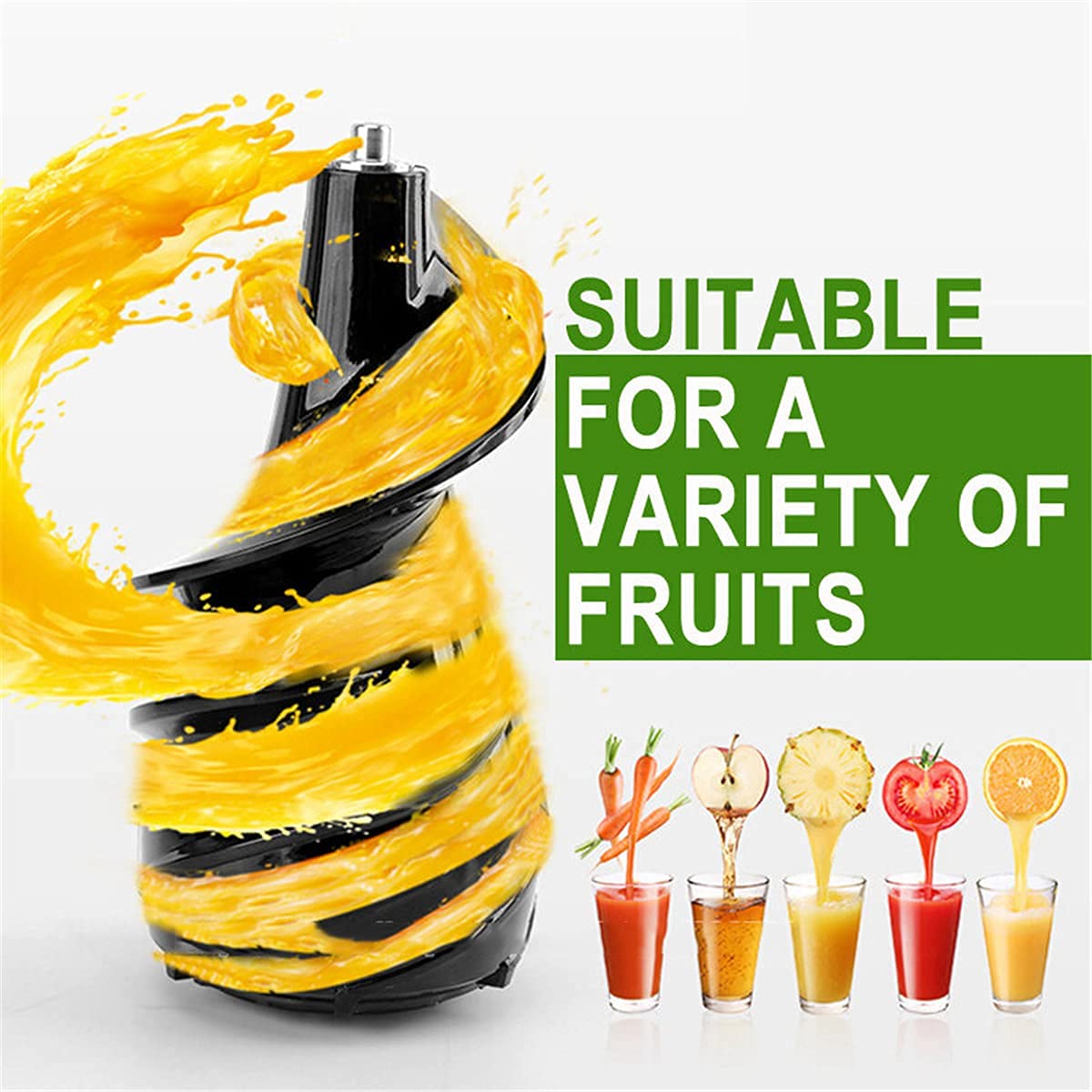 ERoomQ Slow Juicer Masticating Juicer Machine, Slow Chewing Juicer, 3-Inch Wide-Groove Cold-Squeezed Juicer for Fruits and Vegetables, High-Yield Vertical Juicer,Gold,B