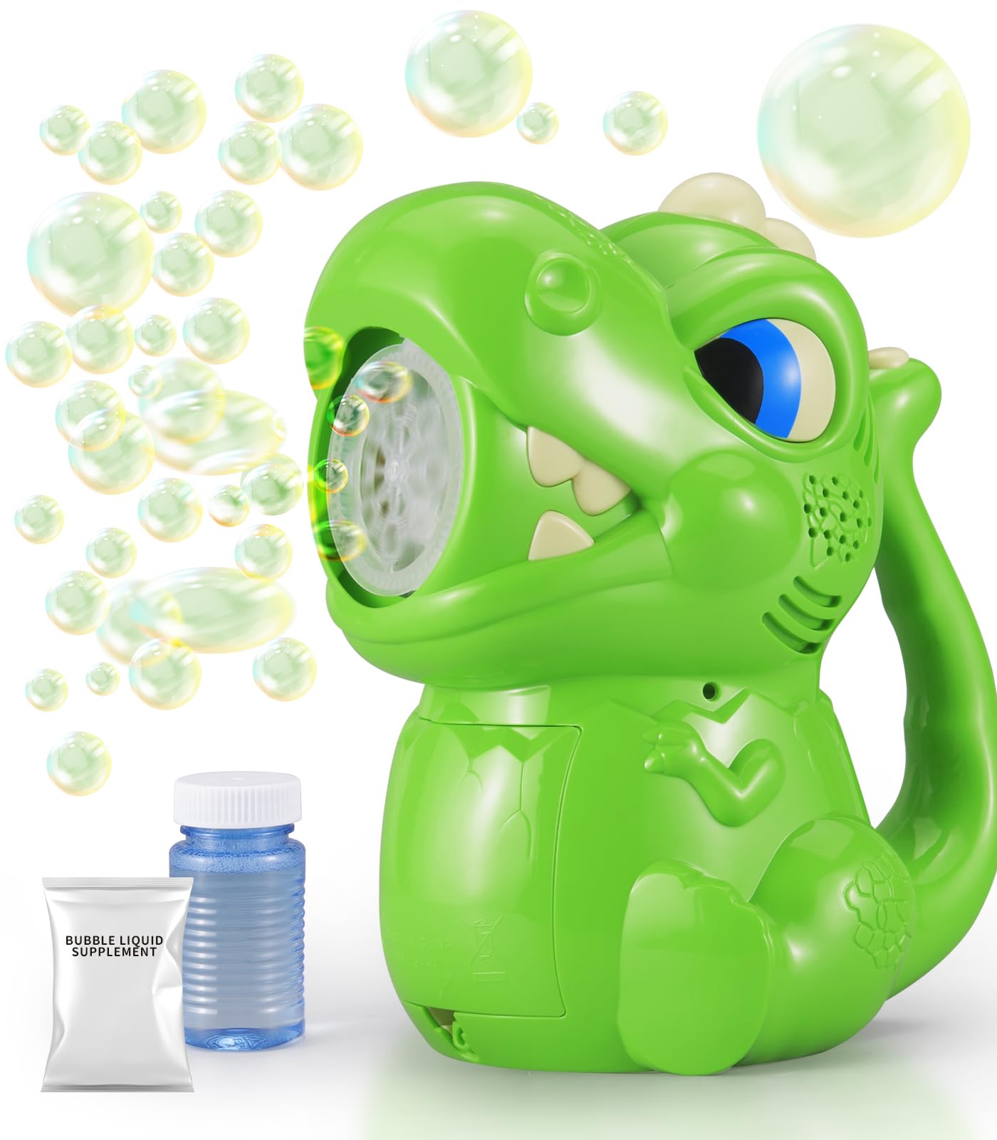 cobefy Dinosaur Bubble Machine with Bubble Solutions Included, Automatic Bubble Maker Blower 5000+ Bubbles Per Minute, Bubble Toys for Kids, Summer Fun for Party, Birthday, Outdoor, Indoor