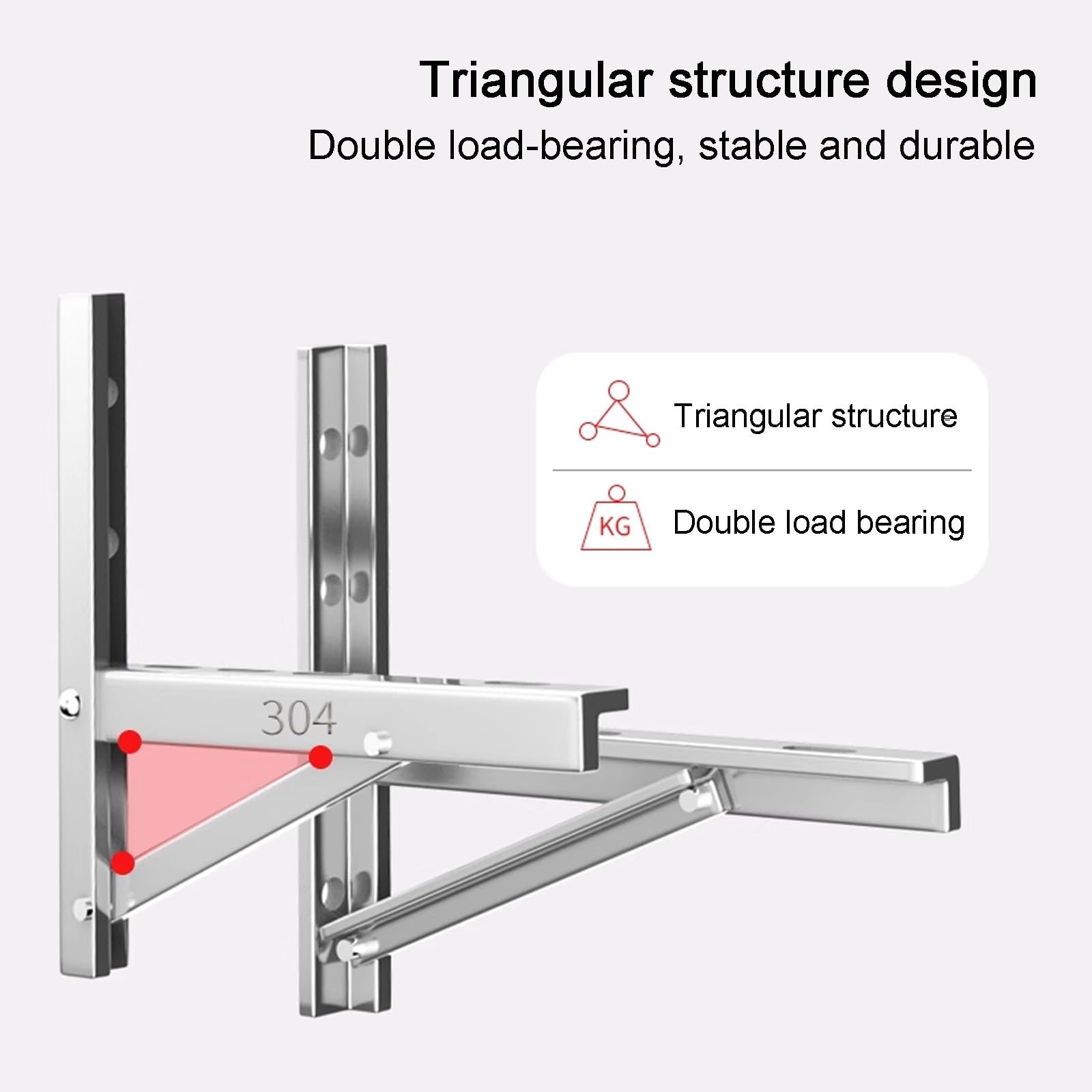 Genérico Soporte de Pared Exterior Resistente para minisplit de Aire Acondicionado, Soporte Plegable de Acero Inoxidable 304, 50 x 50 cm, solución de Montaje de CA Duradera y Resistente a la intemper