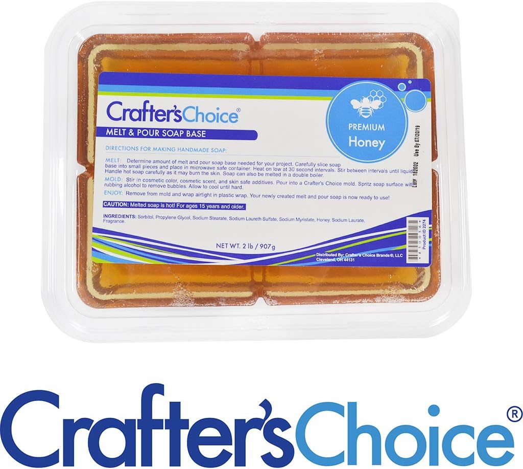 Crafter's Choice 2 Lb. Block Premium Honey Melt & Pour Soap Base, Light Amber : Arts, Crafts & Sewing