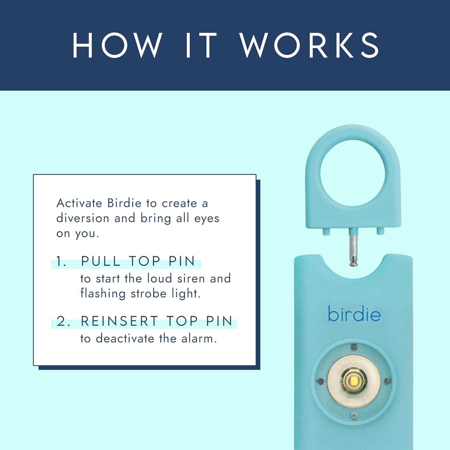She’s Birdie–The Original Personal Safety Alarm for Women by Women–Loud Siren, Strobe Light and Key Chain in a Variety of Colors (Metallic Silver)