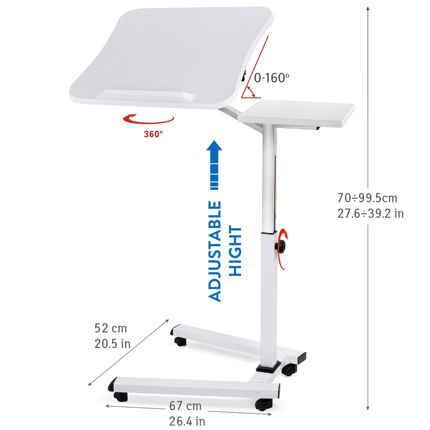 Tatkraft Like Portable Laptop Desk with Mouse Pad, Rolling Computer