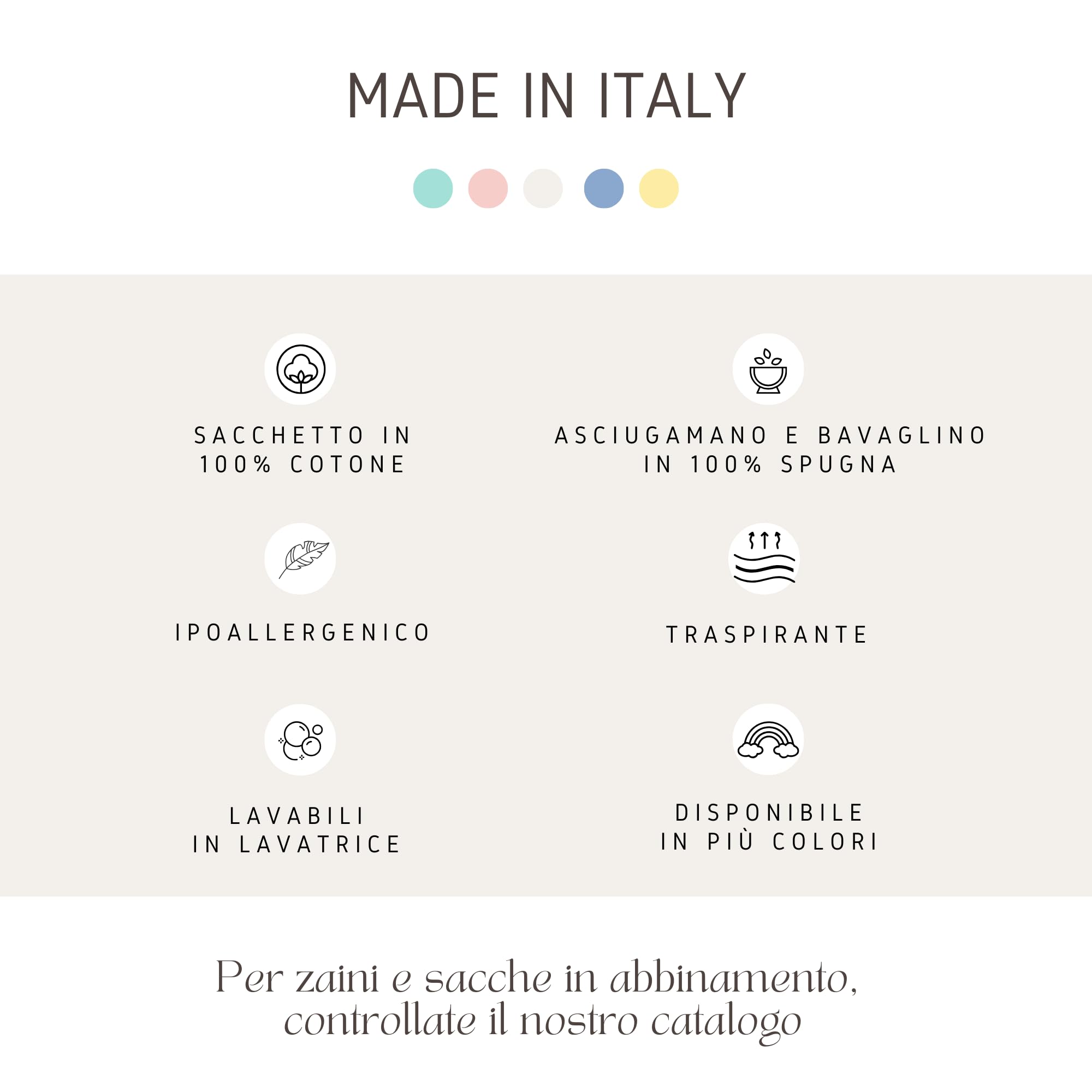 MAYRA Set Asilo Nido e Materna Personalizzato per Bambino e Bambina | Kit Bavaglino con Elastico o Laccetti, Asciugamano con Asola e Sacchetto Cambio | Ricamo Nome e Disegno | Made in Italy