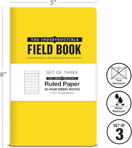 Miniatura 2 de Elan Publishing Company Cuaderno de campo indestructible, 5 x 8 pulgadas, tapa amarilla, libro de notas forrado, paquete de 3