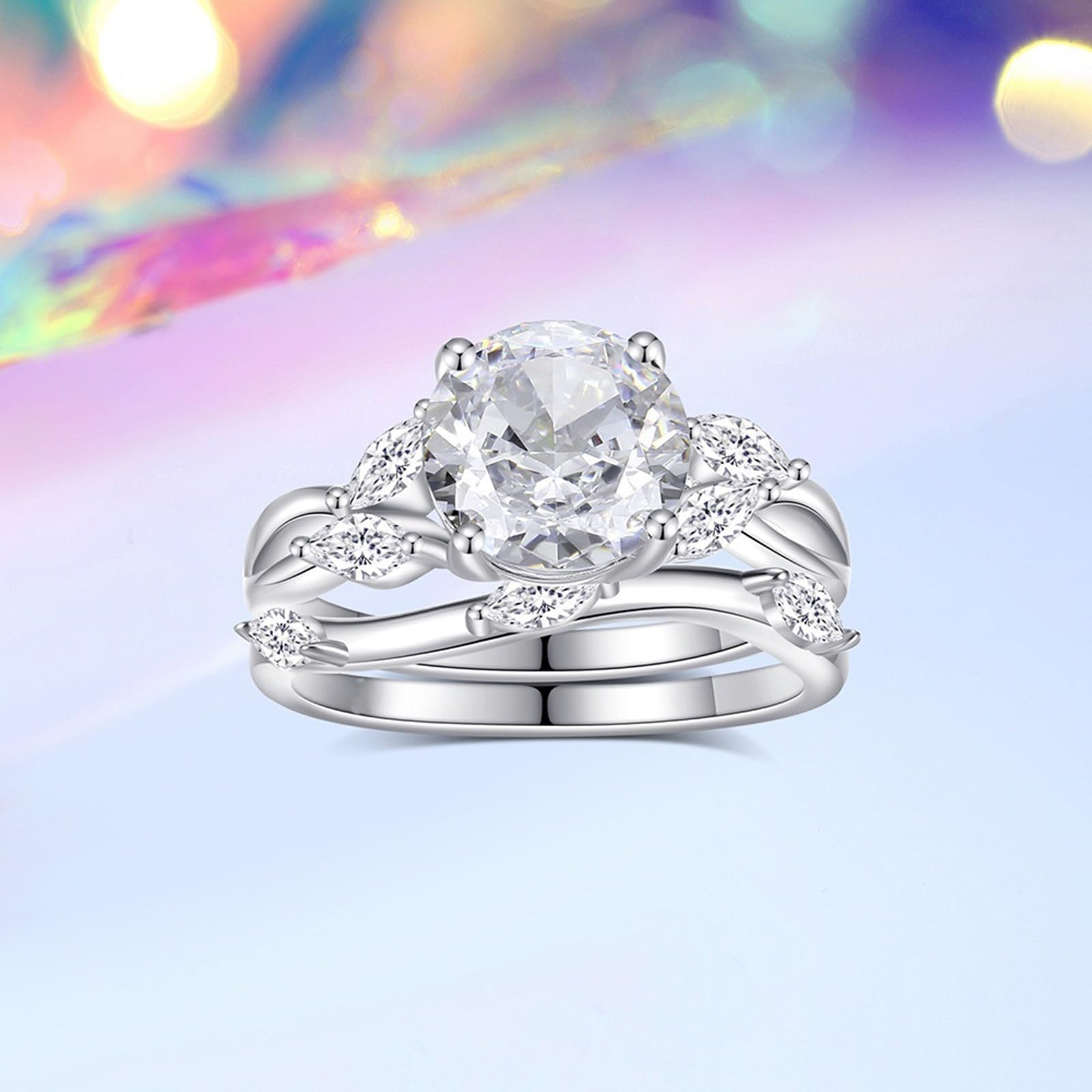 9K/14K/18K Oro Blanco/Platino 950 Alianzas Boda Anillo Moissanite Blanco 2ct