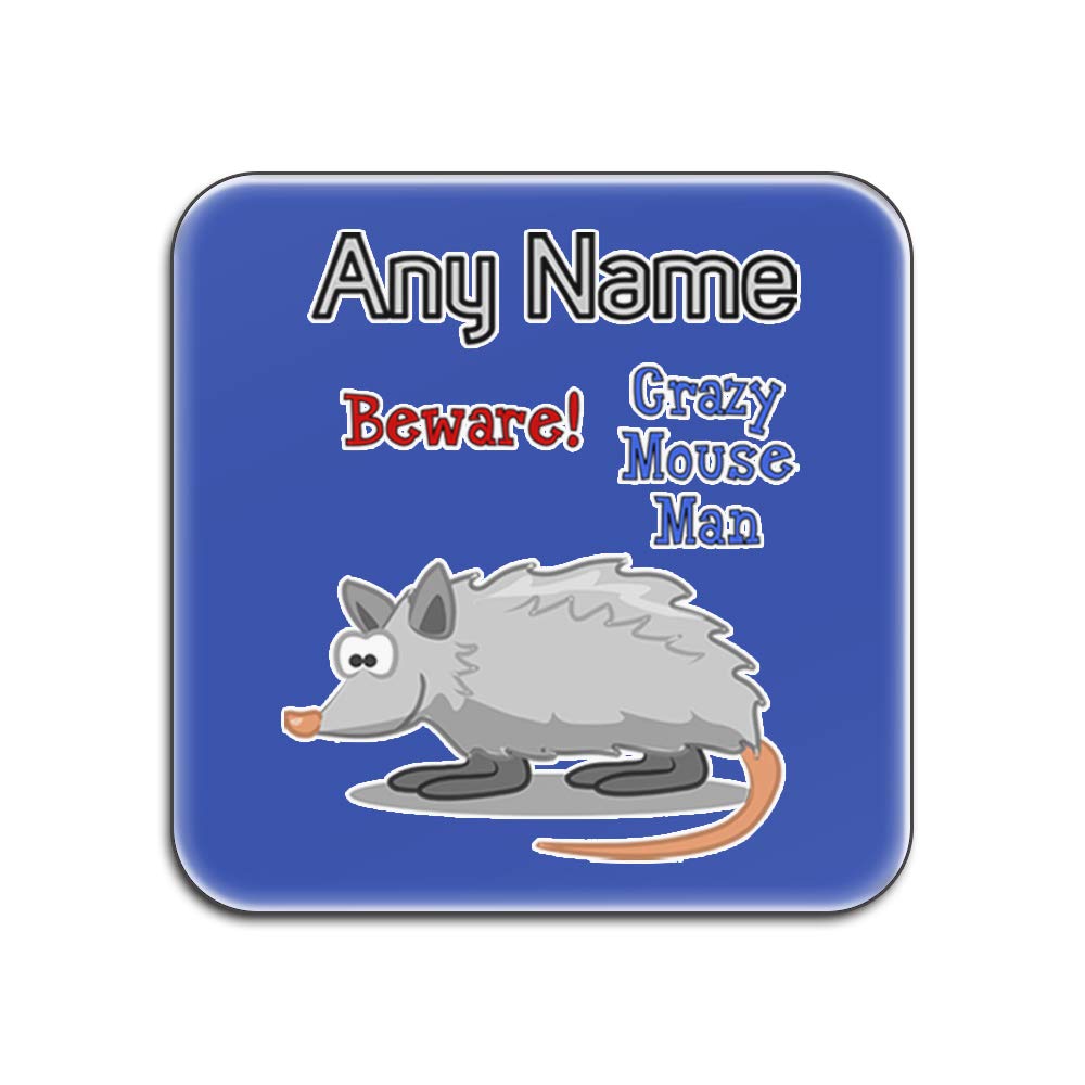 Dessous-de-verre Crazy Mouse Man, le cadeau carré original blanc