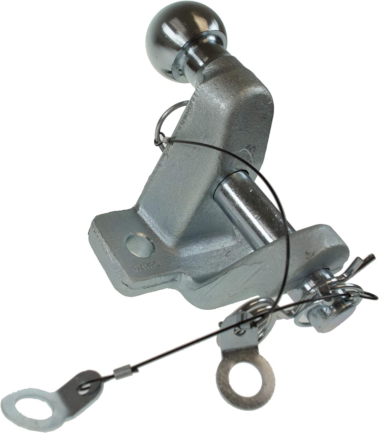 BITS4REASONS - NEW MODEL MAYPOLE 50MM SILVER SHINE & MATT TOWBALL - BALL & PIN HITCH MP84