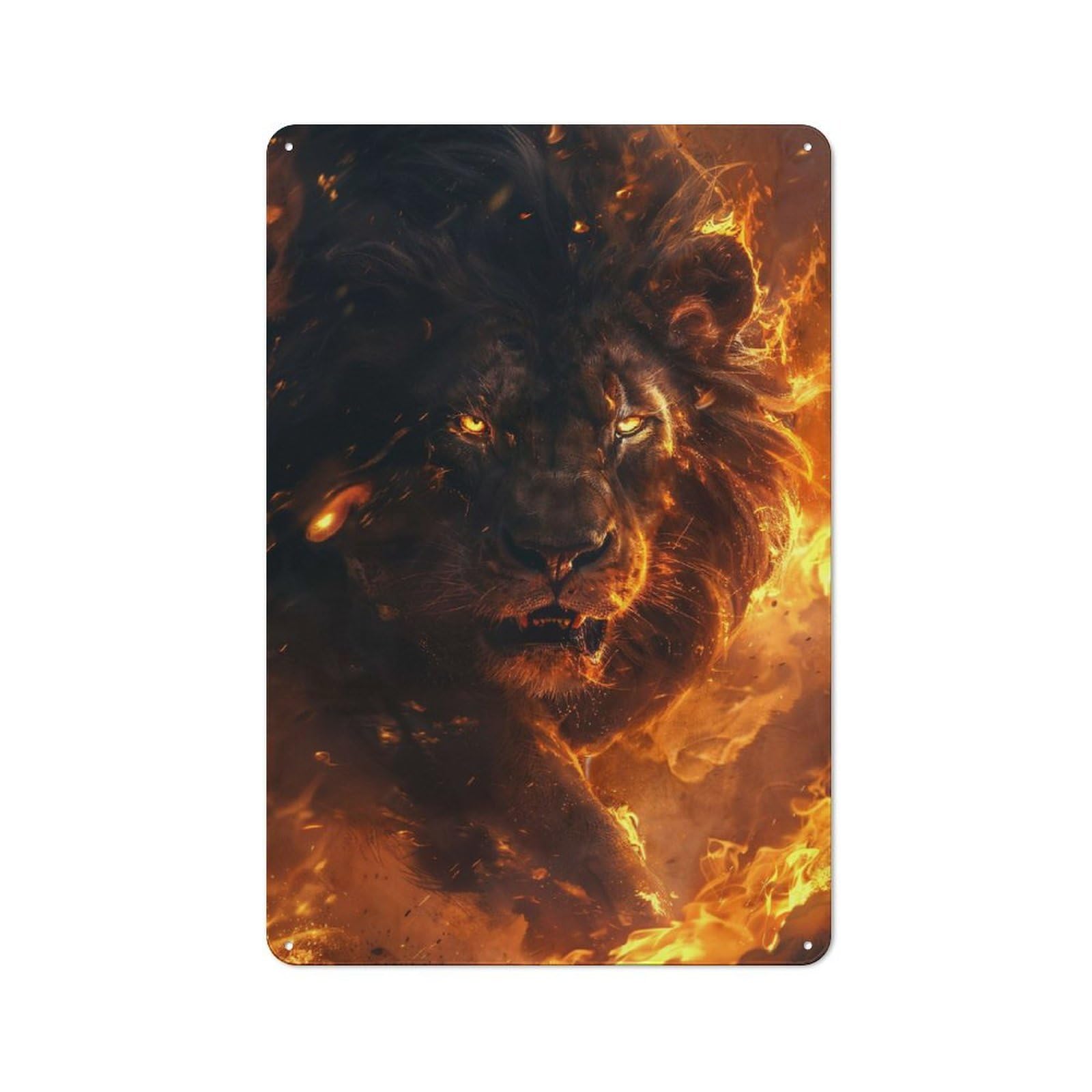 Junmoney Wild Black Lion Industrial-Style Tin Sign 30X20cm For Café Or Home Bar, For Cooler-Month Interiors With Industrial Character