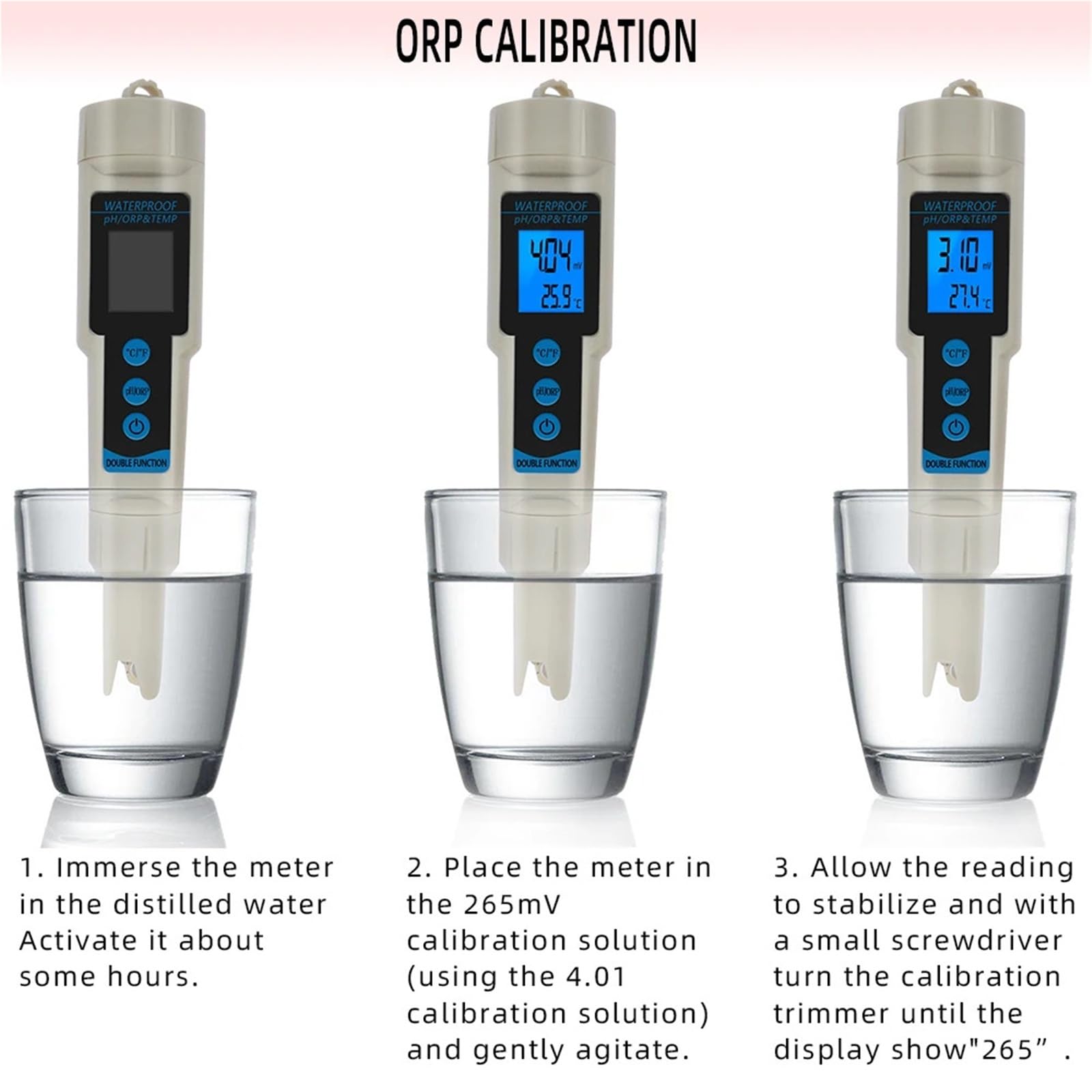 Testeur de pH/ORP 3 en 1 avec rétroéclairage, multiparamètres, numérique, moniteur qualité l'eau (40% réduction), Moniteur technique