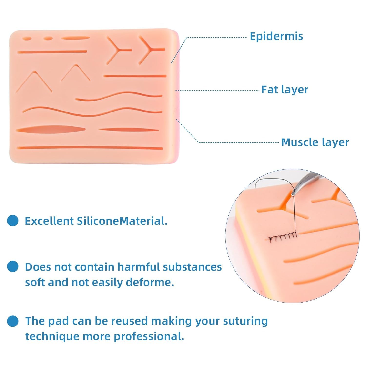 FELTHOUSE Suture practice kit suturing practice kit suture pad suturing kit Ultimate Suture Practice Kit - Suturing Practice Set with Suture Pad - Ideal for Medical Students & Training Professionals (suture pad) 1