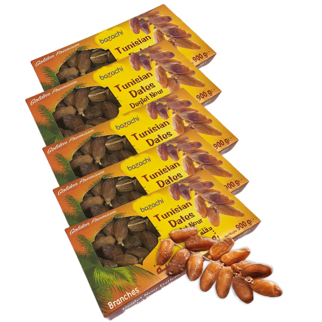Golden Harvest: Finest Tunisian Dates with Branches - 900g Premium Selection (Pack of 5)