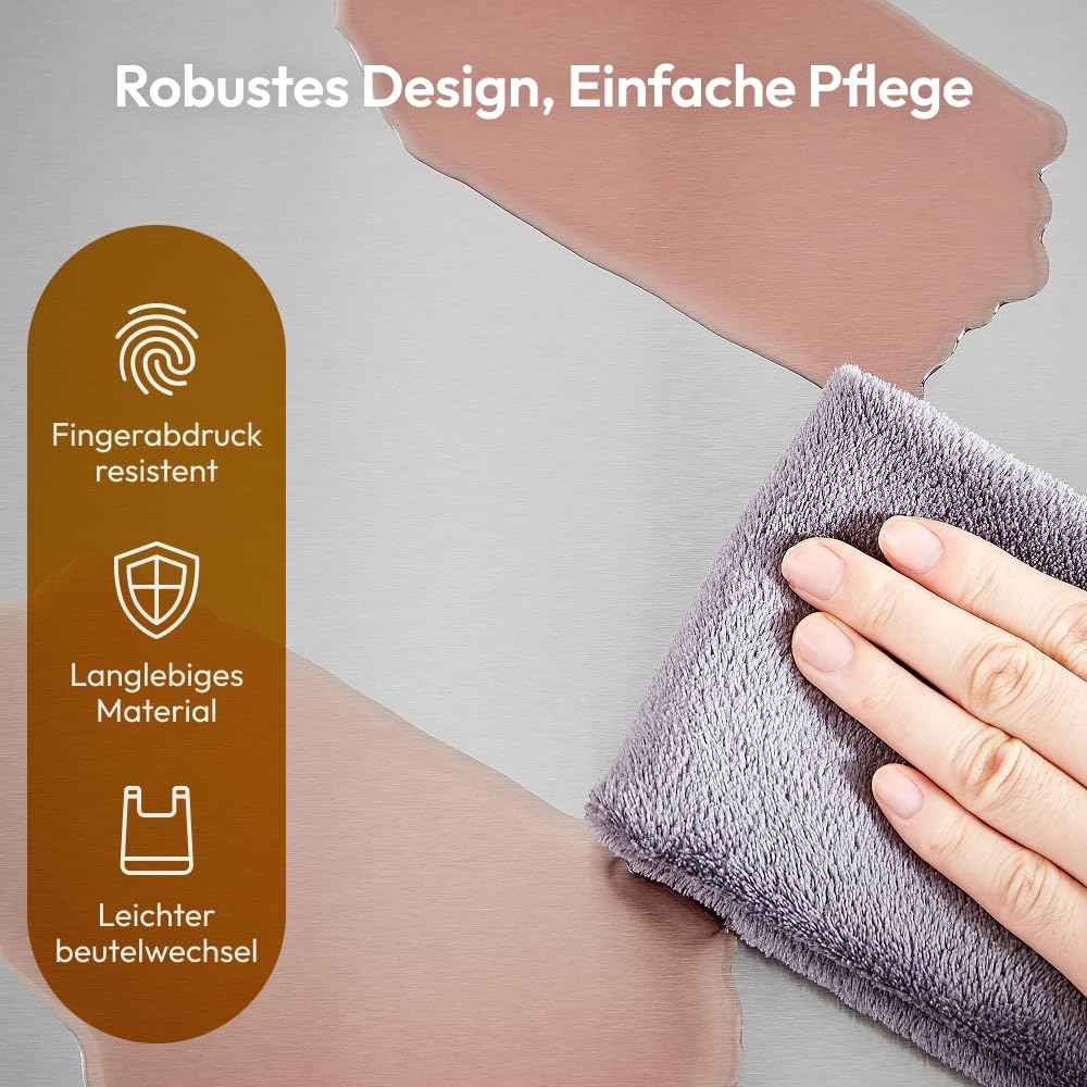 CASABEL Doppel-Küchenmülleimer 2x15L aus Edelstahl, fingerabdruckresistent, luftdichte Deckel mit Fußpedal, ideal für Recycling in Küche, Bad oder Büro - Schwarz