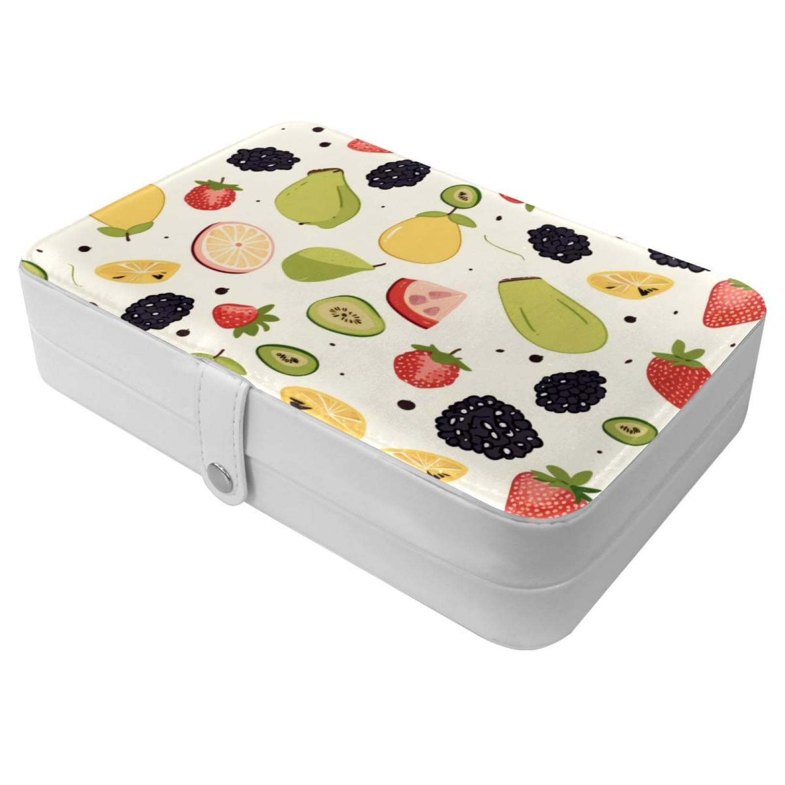 Boîte à bijoux pour femmes et filles - Coffret portable à motif fruits jaunes pour bagues et colliers
