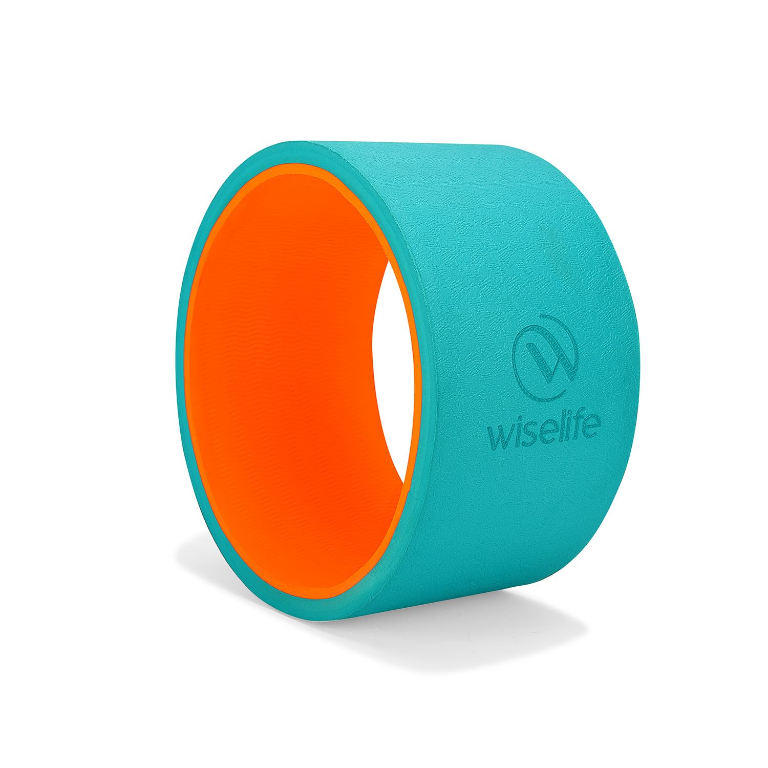 Wiselife Yoga Wheel Pro For Men & Women | Big Circle Wheel For Abs, Home Training, Deep Tissue Massage, Back Pain, Stretching, Back Bends, Body Posture, Sweat Resistant | 13 x 6 inch (Teal + Orange)