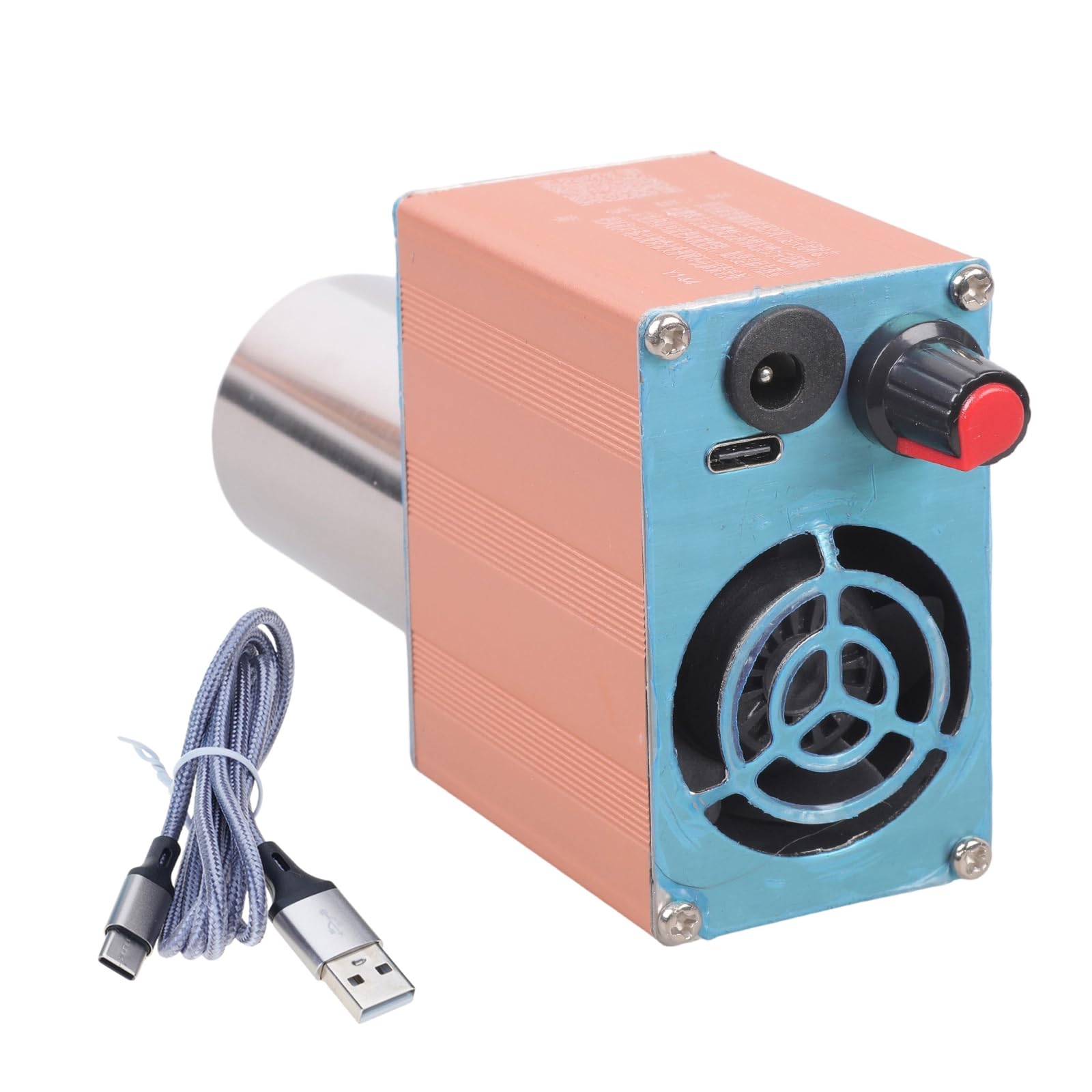 Cazstyk Gold Portable Usb C 5V 12V Direct Current Powered Metal Blower Fan With Speed Control Ventilation For Outdoor Cooking Metal Shell
