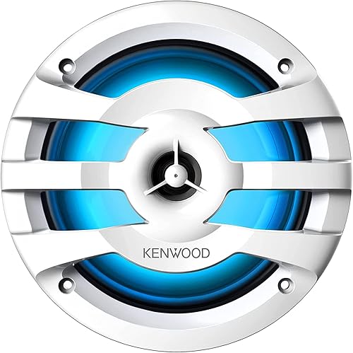 Miniatura 4 de Kenwood KFC-1673MRWL - Altavoces marinos de 2 vías de 6-1/2 pulgadas con rejillas (par) | Luces LED integradas (blanco)