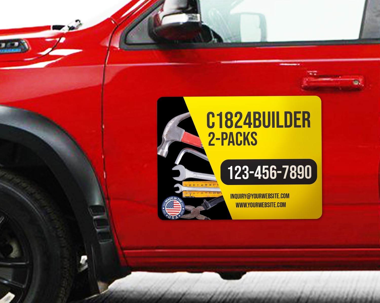 Magnet Me Up Builder and Contractor Customizable Car Magnets and Decals, 2PK, Custom Car Magnets for Advertising Businesses and Brands (18"x24"- Builder)