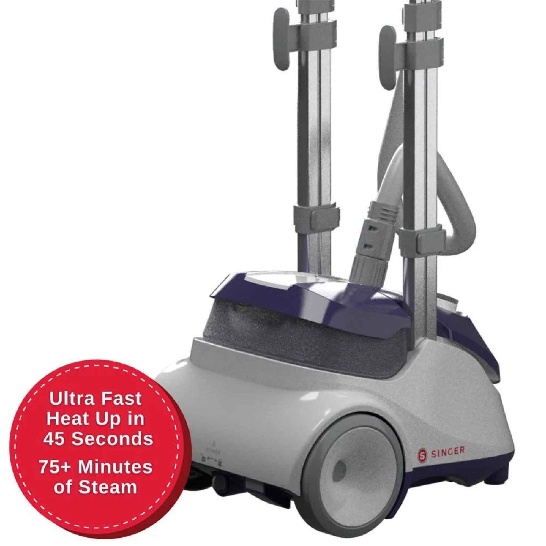 Singer SteamWorks Pro 2.0 Pionowe Żelazko Parowe - zbiornik na wodę 2,5 l, 75 min ciągłego wytwarzania pary, 3 poziomy regulacji, parowe żelazko pionowe do ubrań, gotowe w 45 sekund, 1800 W