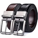 Beltox Men's Genuine Leather Reversible Belt 1.25” Rotate Brushed Roller Buckle Gift Box