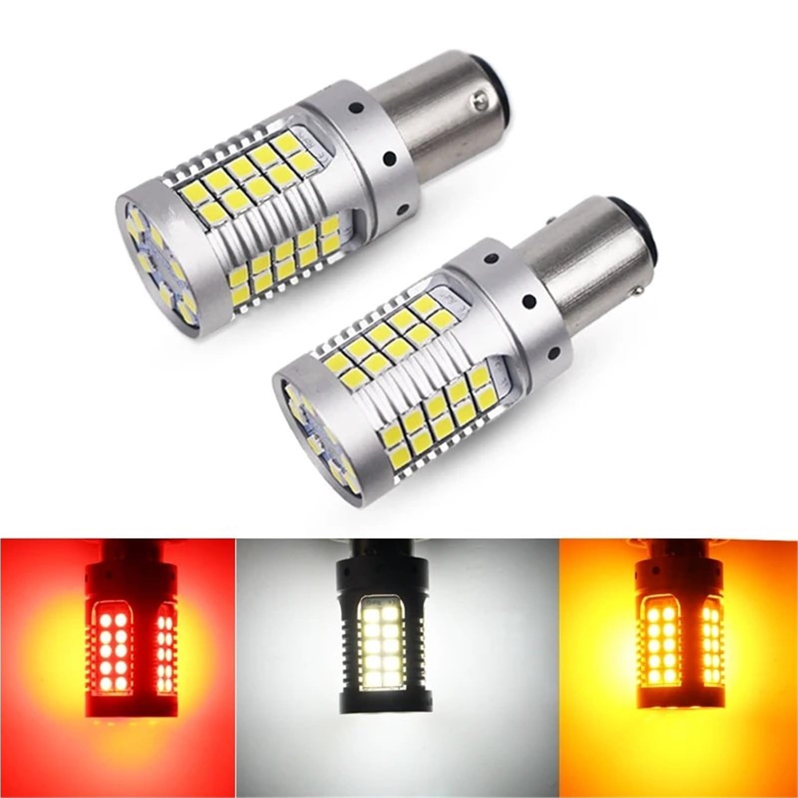 Clignotants Latéraux pour Clignotants DRL Frein/Queue Lig Parking 1157 LED Pas D'hyper Flash 21W Ambre Jaune P21/5W BAY15d Ampoule LED Clignotant De Voiture(Rouge)