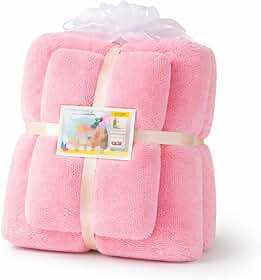 Conjunto 2 Toalhas De Banho Infantil Soft com Toque Extremamente Macio Suave Para Pele do Bebê Recém Nascido com 2 Toalhas Felpudas 70x140 e 35x75 (Rosa Claro)