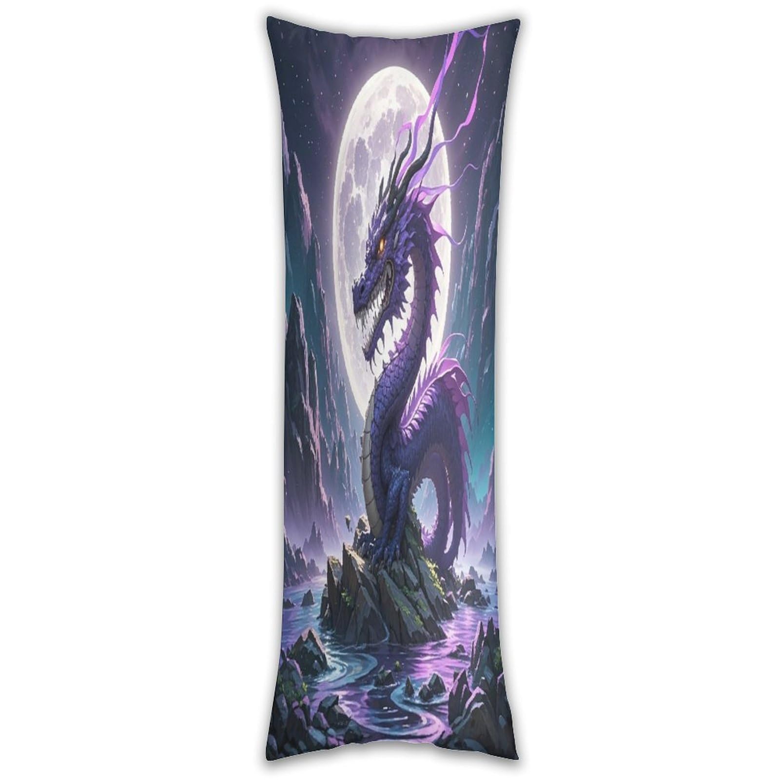 Purple Dragon Purple Moon Pillow Cases Breathable Vertical Long Pillowcase Body Pillowcase with Hidden Zipper Closure Soft and Cozy Pillow Cover 20x54 Inches for Bedroom Couch