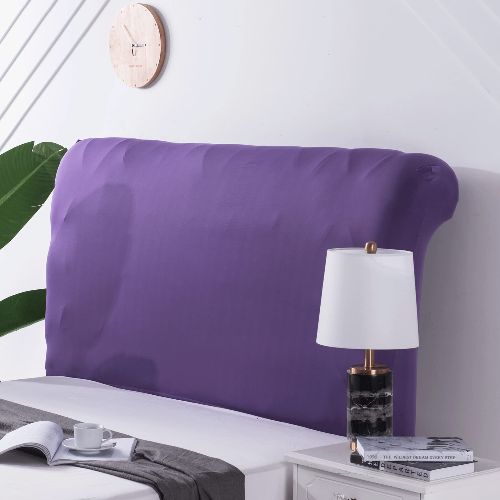 Stretch Universal Bed Head Cover/Bed Headboard Slipcover for Upholstered/Leather/Wood Headboards, All inclusive King Size Double Single Queen Head Board Covers Protector Decoration(180-200cm,Purple2)