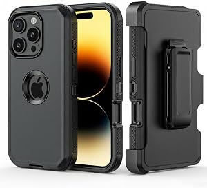 Funda para iPhone 16 Pro Max, funda protectora blindada resistente a golpes con clip para cinturón para Apple iPhone 16 Pro Max 6.9 5G 2024 (Negro)