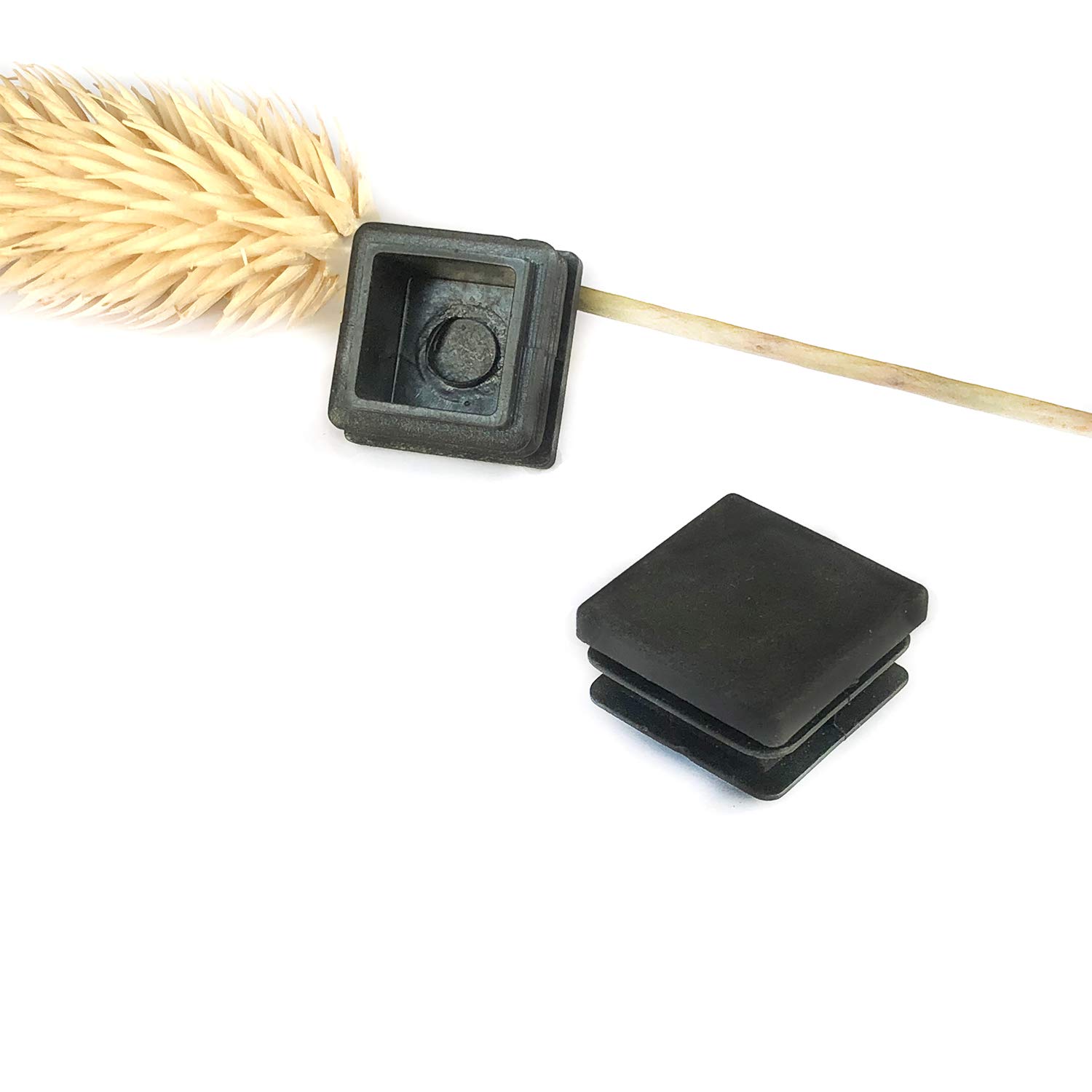 30 Pcs Black Square Plastic Chair Leg Caps 25x25mm | Furniture Floor Protector Plugs