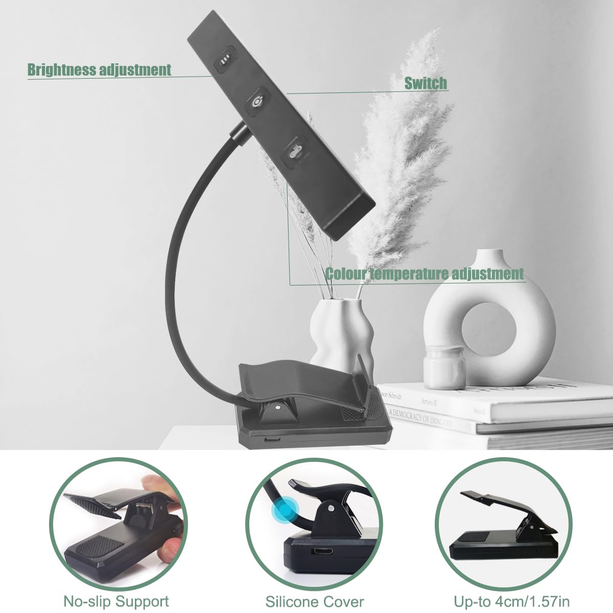 Lampe De Lecture Rechargeable USB à Clip - 18 LED, 4 Couleurs, 3 Niveaux - Flexible Pour Lit, Voyage