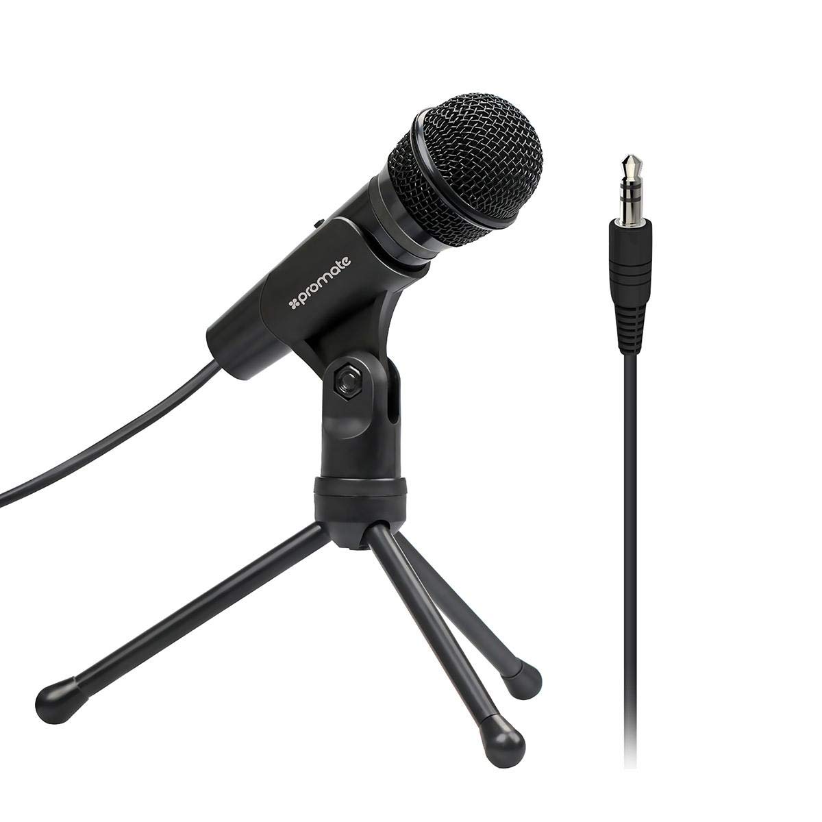 PromateCondenser Microphone, 3.5mm Connector Stereo Multimedia Condenser Vocal Microphone Stand for Laptop, PC, Digital Voice Recorder PC, Tweeter-9