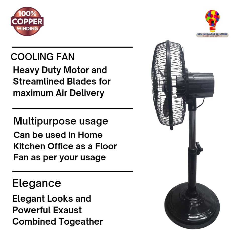 Image of STARVIN High Speed 2400 RPM 300mm Bullet Fan /Pedestal Fan /Farrata Fan with Adjustable Height 1 Year Warranty || Metal body Fan ||YT56