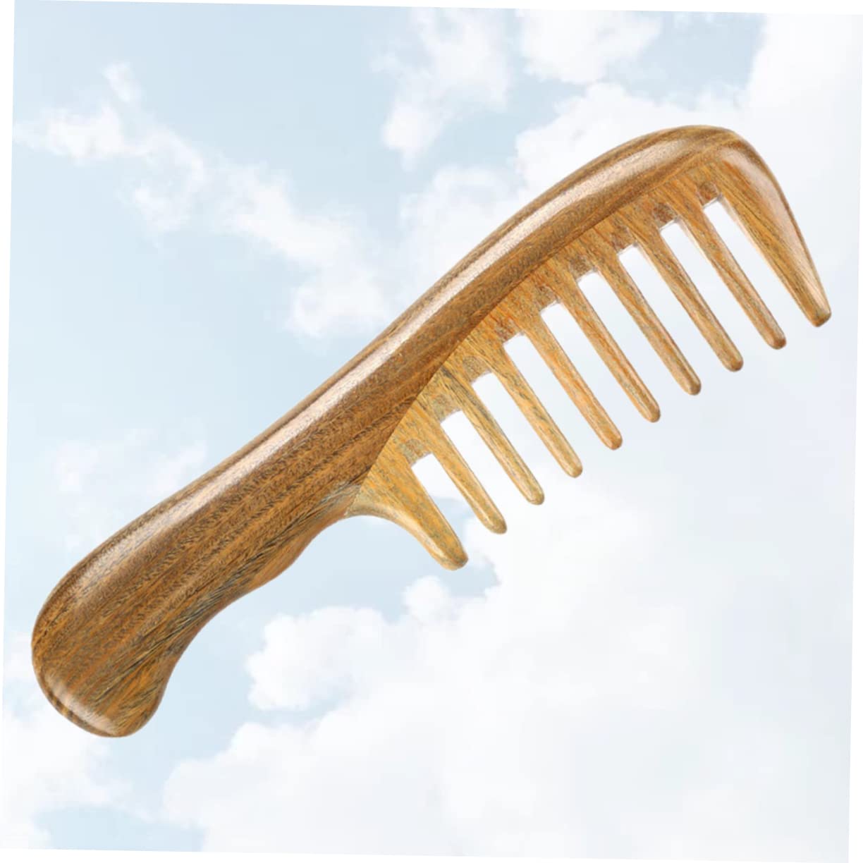 Veemoon Sandelholz Holzkamm Dichte Zähne Grobzahniger Massagekamm Natürlicher Haarkamm Leicht Tragbar für Entwirren Kopfhautmassage Alltag Reise
