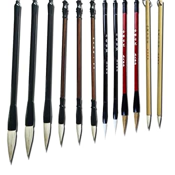 中国書道筆　筆３本セット　竹筆 太筆 清晞 3号茶毛 (JC336-3)