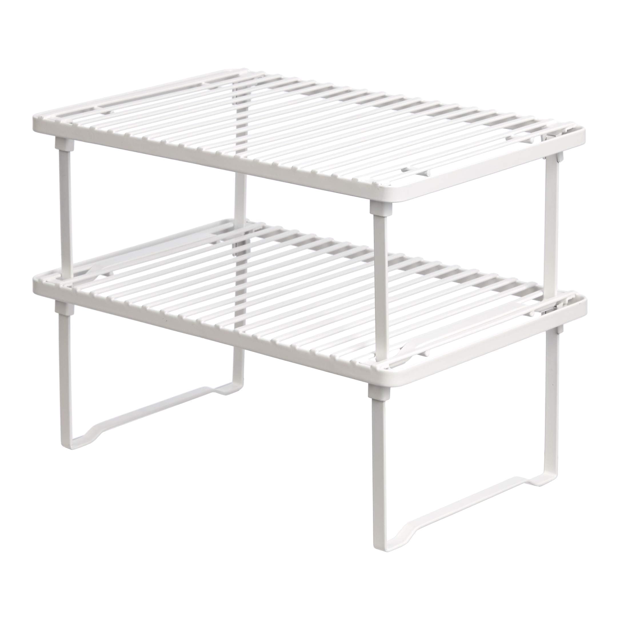 Amazon Basics Kitchen Rack Plastic Storage Shelves Kitchen Stackable, 12.5 x 8.1 x 4.5 inches (31.7 x 20.5 x 11.6 cm), White